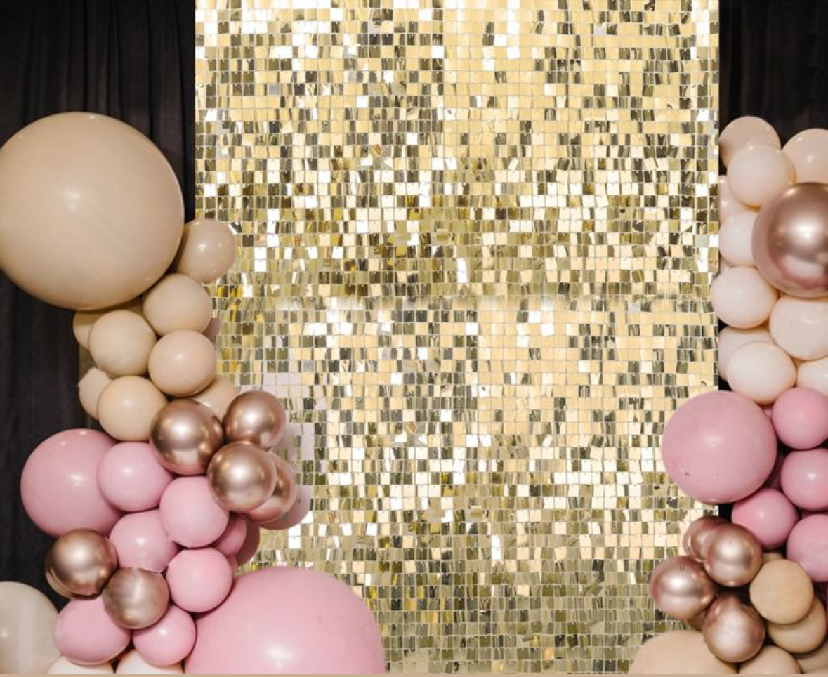 Birthday Balloon Decor with Sequin Shimmer Wall & Neon