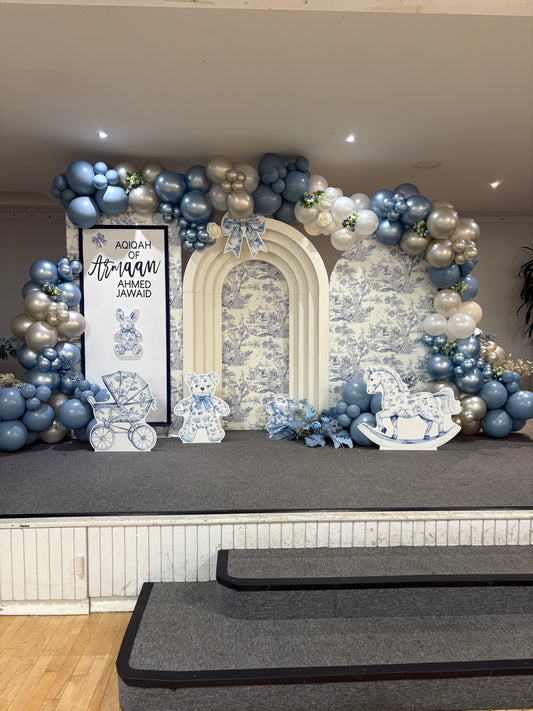 Blue luxury Aqiqah backdrop