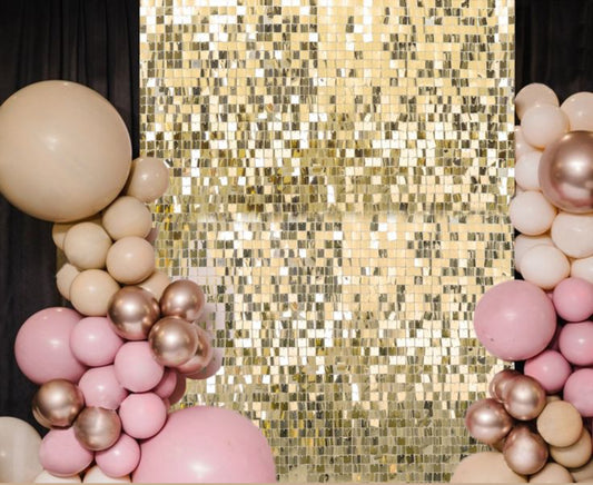 Birthday Balloon Decor with Sequin Shimmer Wall & Neon