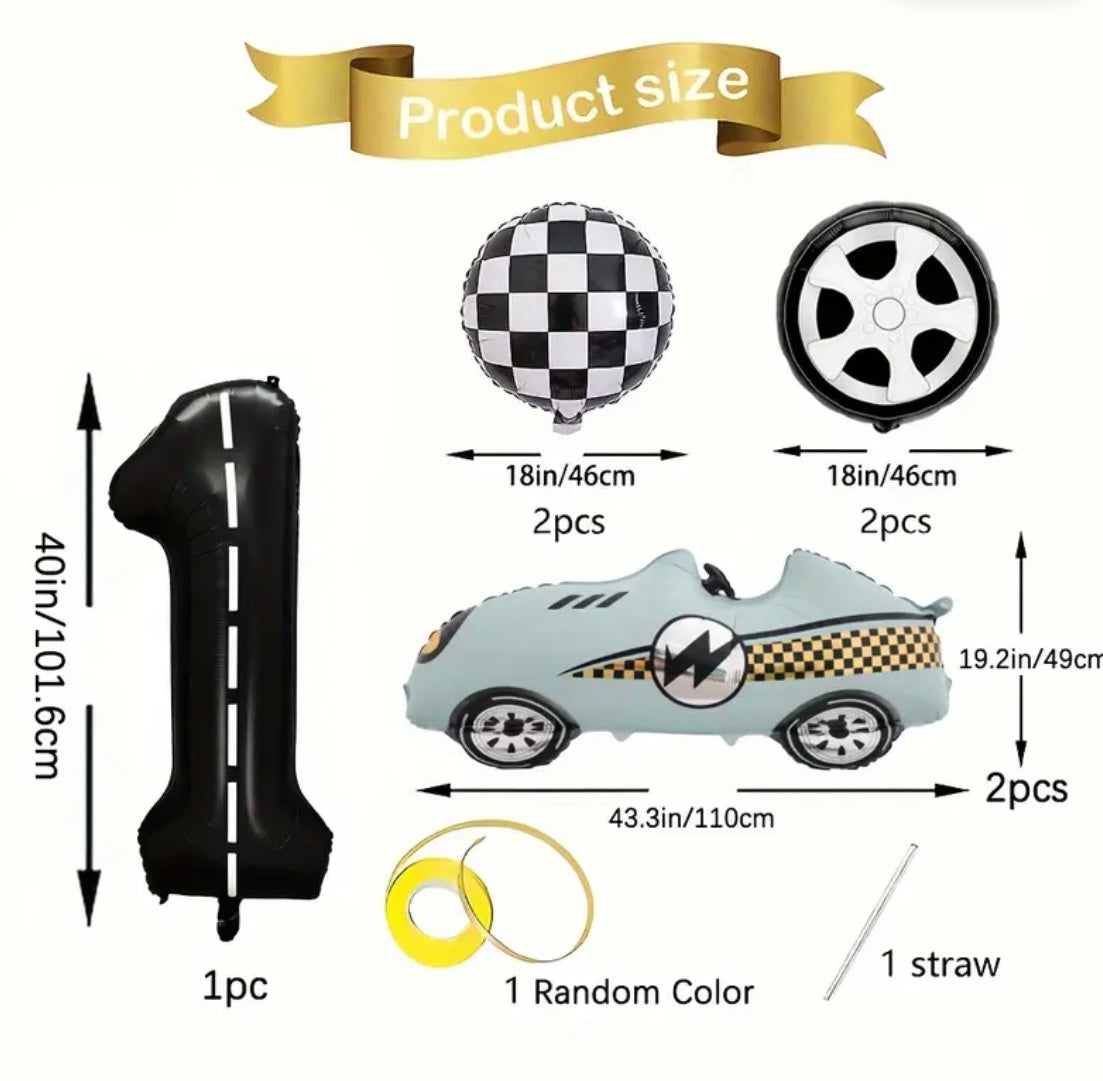 Inflated Racing car birthday balloons